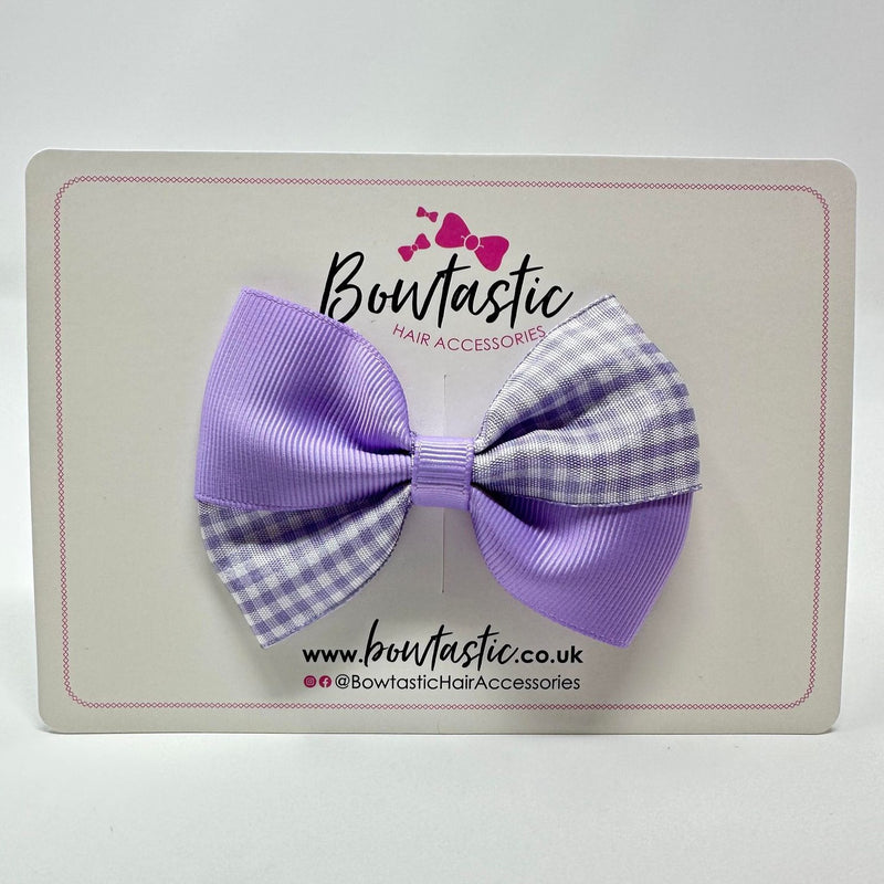 3 Inch Twist Bow - Lilac Gingham