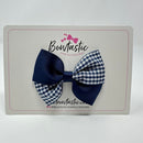 3 Inch Twist Bow - Navy Gingham