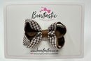 3 Inch Bow - Turftan & Brown Gingham