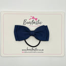 3 Inch Flat Double Bow Thin Elastic - Navy