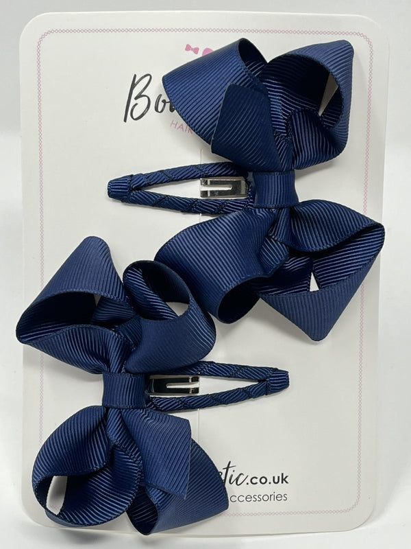 3 Inch Bow Snap Clip - Navy - 2 Pack