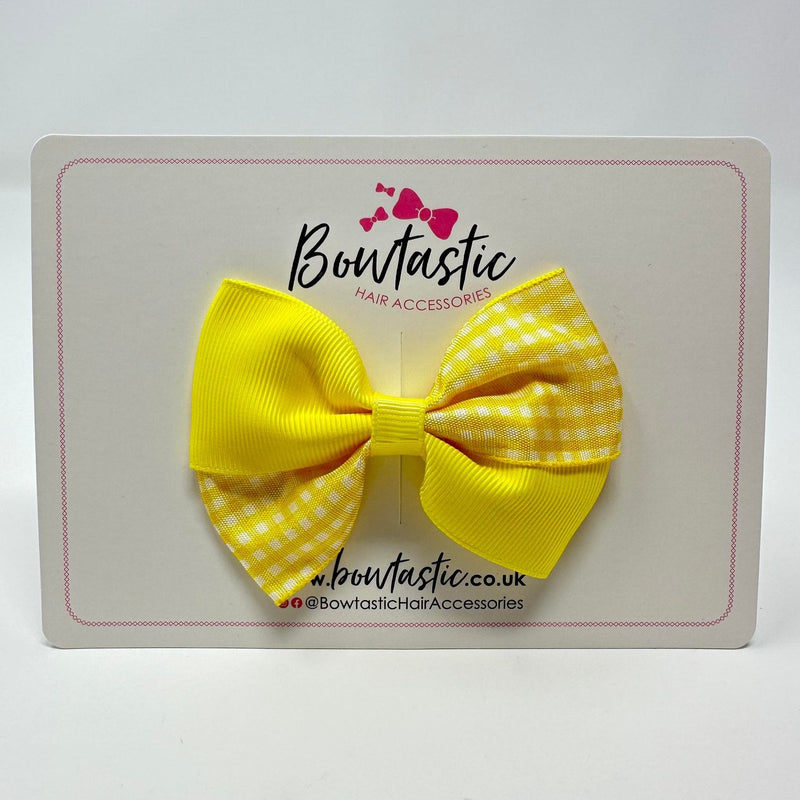 3 Inch Twist Bow - Yellow Gingham