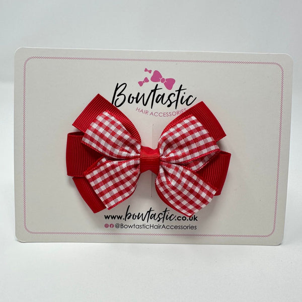 3 Inch Flat 2 Layer Bow - Red Gingham