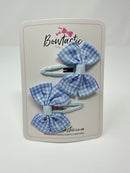 2.5 Inch Butterfly Snap Clips - Light Blue Gingham - 2 Pack
