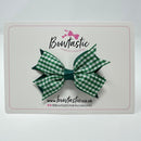 3 Inch Flat 2 Layer Bow - Forest Green & Green Gingham