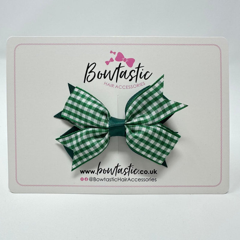 3 Inch 2 Layer Bow - Forest Green & Green Gingham