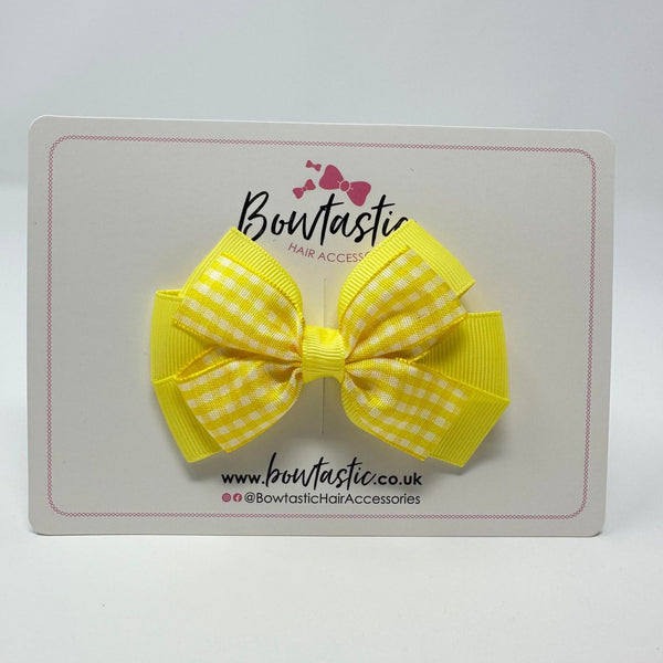 3 Inch Flat 2 Layer Bow - Yellow Gingham