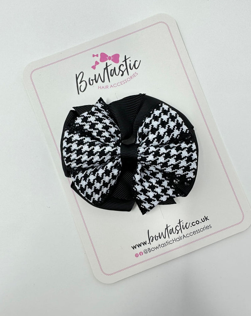 3 Inch Pinwheel Bow - Thin Elastic - Dogtooth