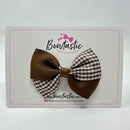 3 Inch Twist Bow - Turftan & Brown Gingham