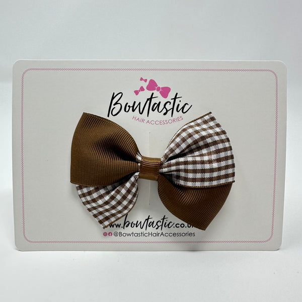 3 Inch Twist Bow - Brown Gingham