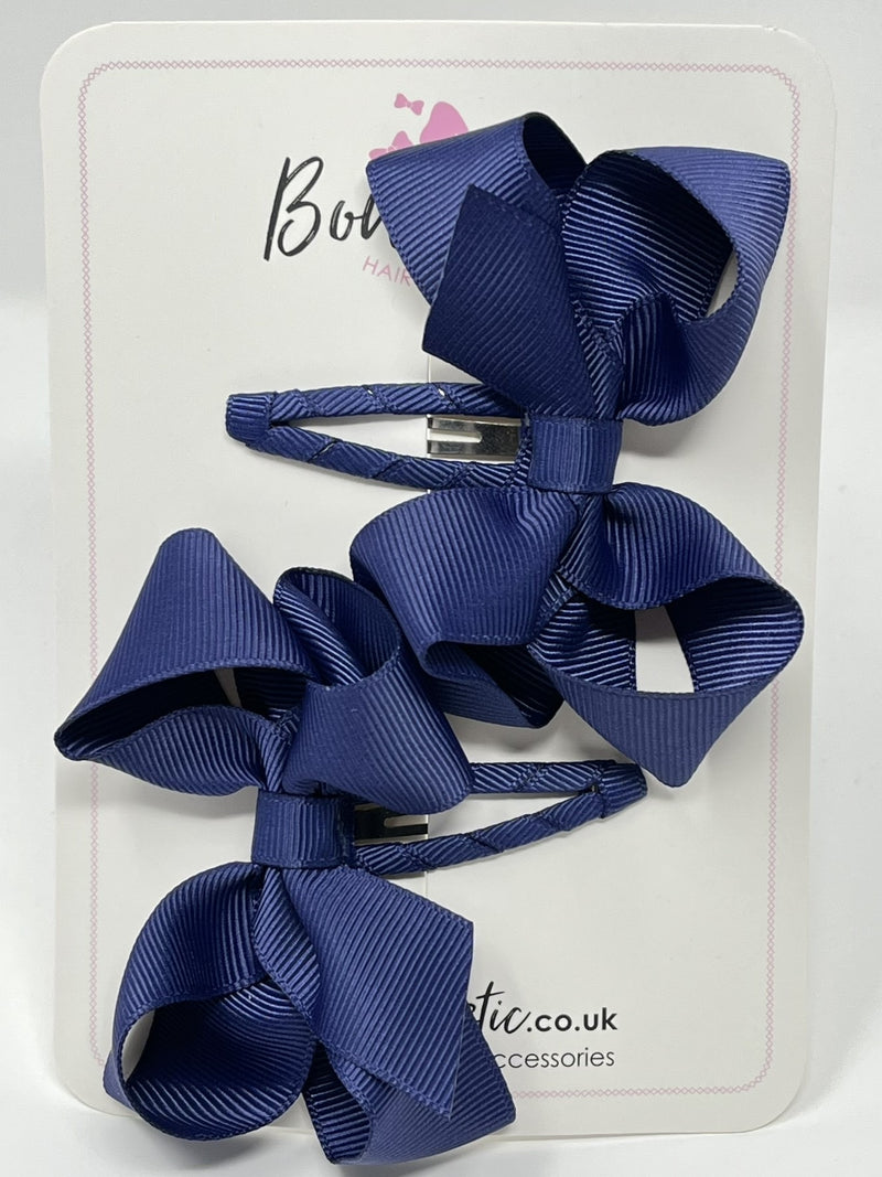 3 Inch Bow Snap Clip - Ink Blue - 2 Pack