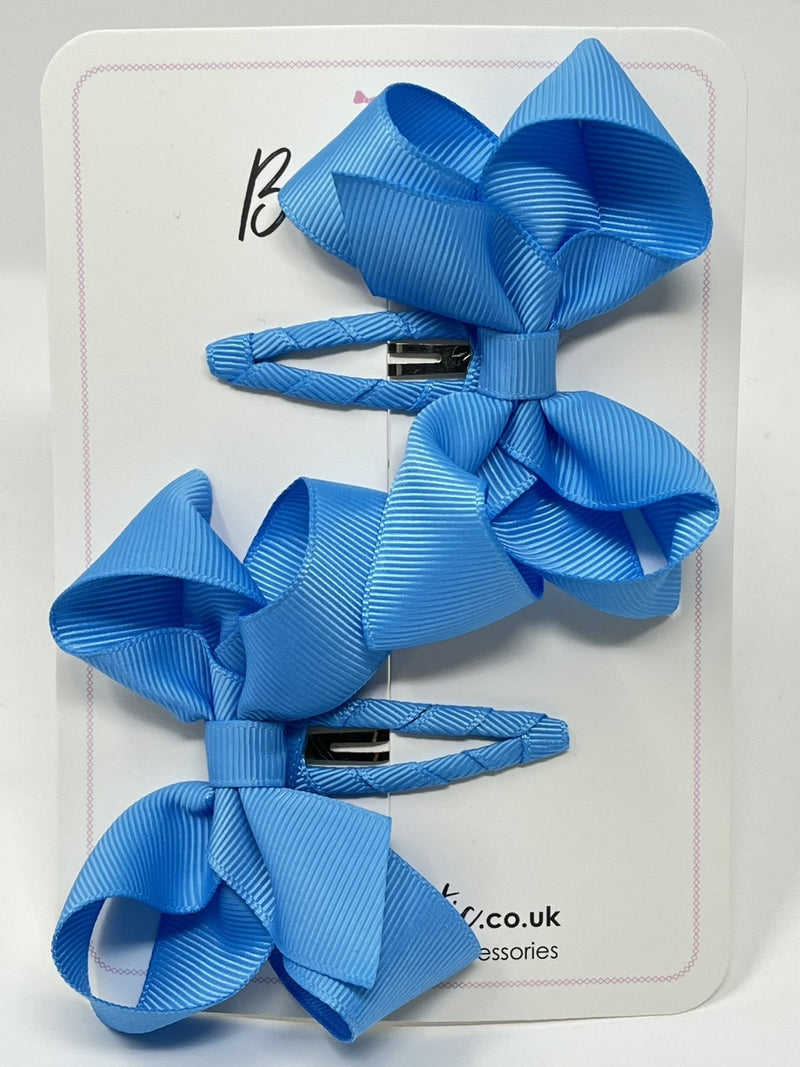 3 Inch Bow Snap Clip - Dress Blue - 2 Pack