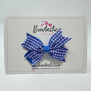 3 Inch Flat 2 Layer Bow - Royal Blue Gingham