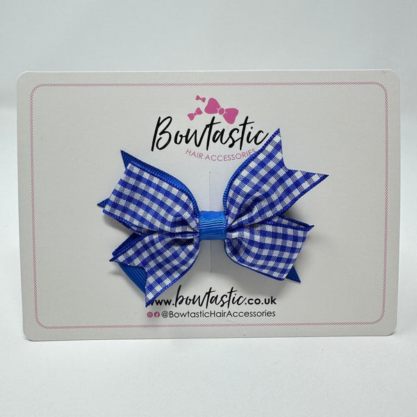 3 Inch 2 Layer Bow - Royal Blue Gingham