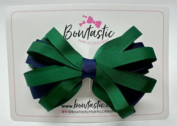 4 Inch Loop Bow - Forest Green & Navy