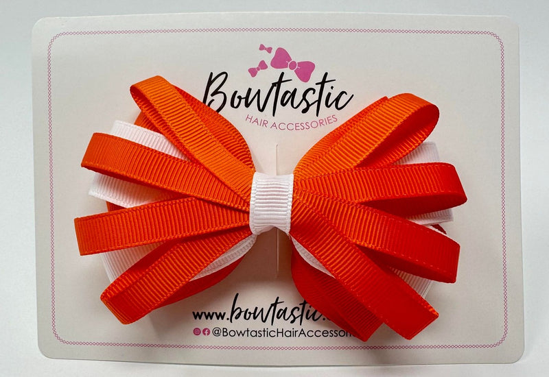 4 Inch Loop Bow - Orange & White