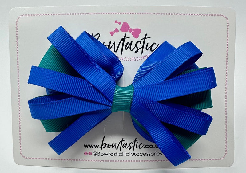 4 Inch Loop Bow - Royal Blue & Jade Green