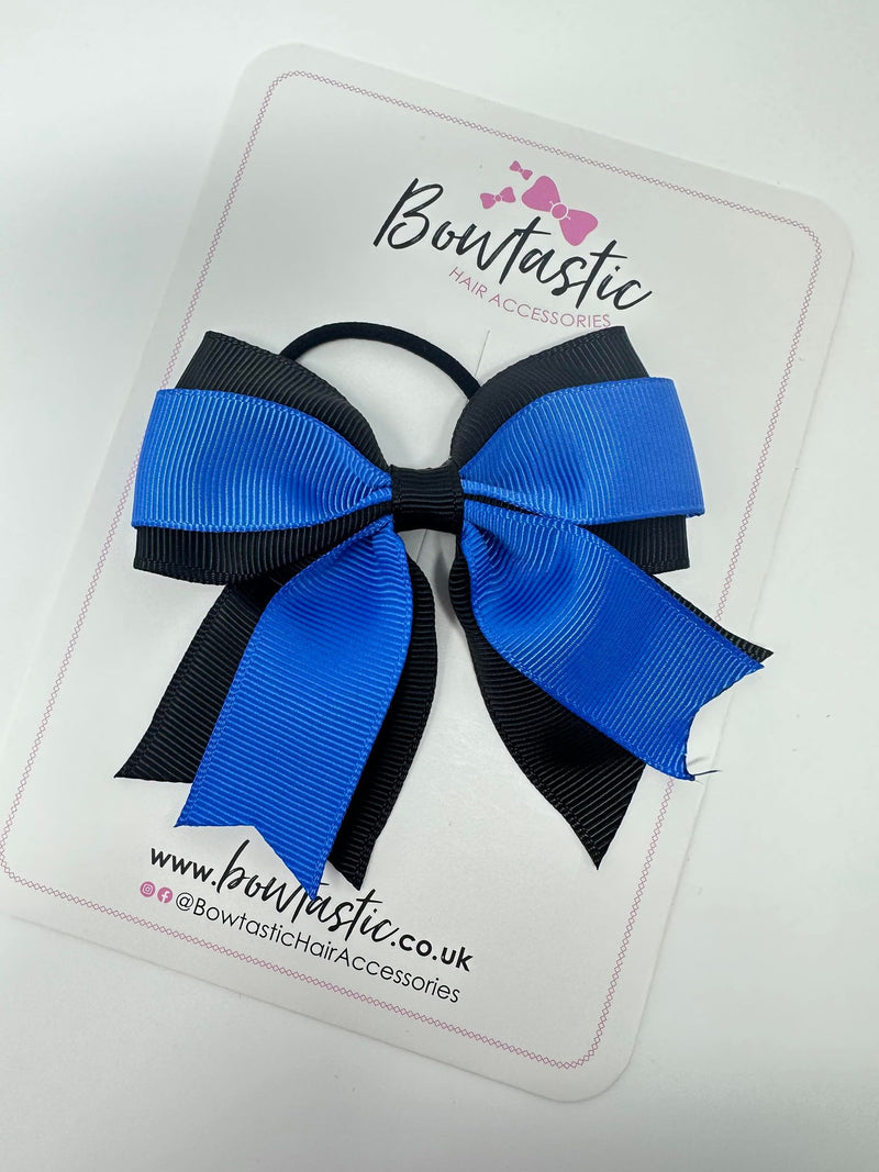 3.5 Inch Tail Bow Thin Elastic - Royal Blue & Black