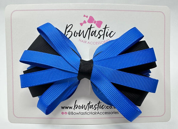 4 Inch Loop Bow - Royal Blue & Black