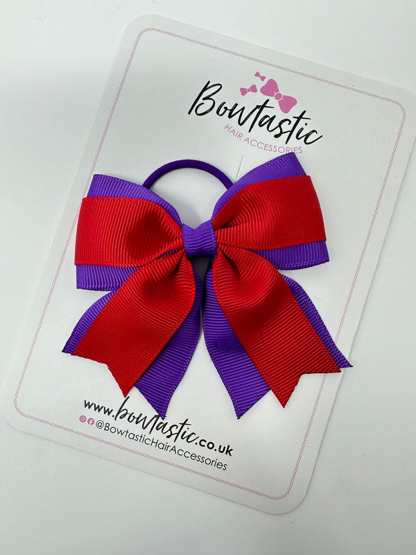 3.5 Inch Tail Bow Thin Elastic - Purple & Red