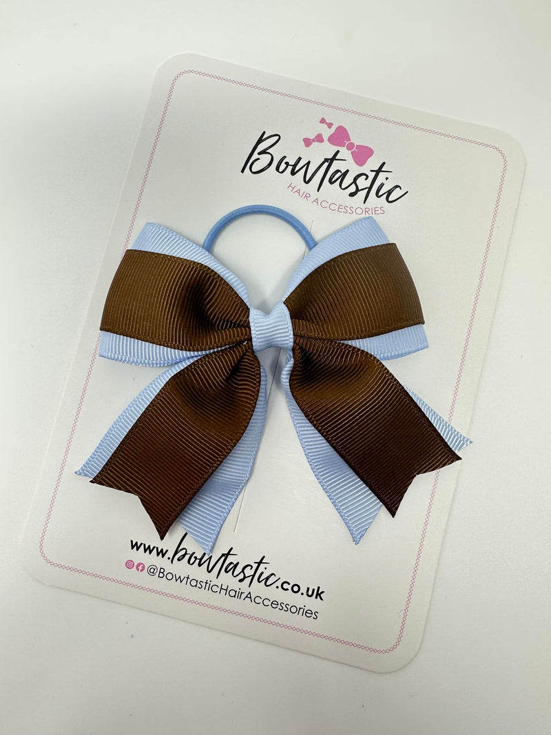 3.5 Inch Tail Bow Thin Elastic - Turftan & Bluebell