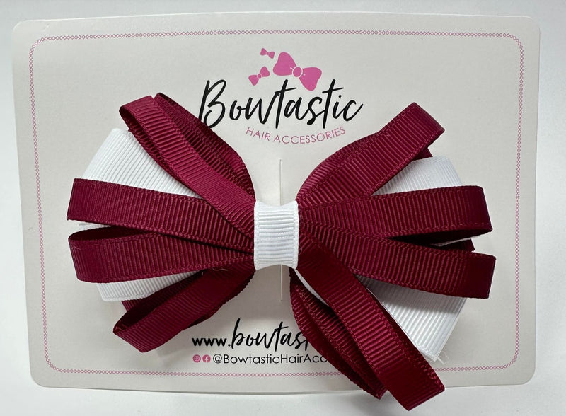 4 Inch Loop Bow - Wine & White