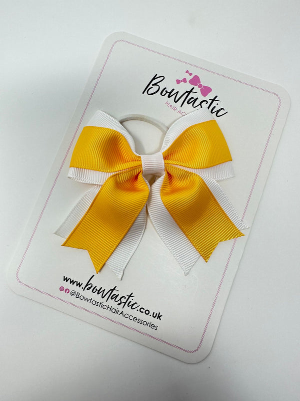 3.5 Inch Tail Bow Thin Elastic - Yellow Gold & White