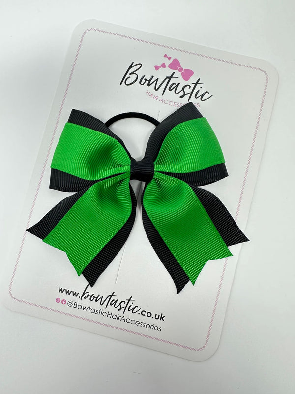 3.5 Inch Tail Bow Thin Elastic - Emerald Green & Black