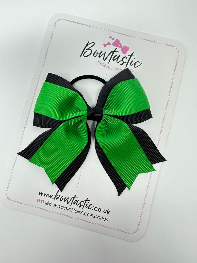 3.5 Inch Tail Bow Thin Elastic - Emerald Green & Black