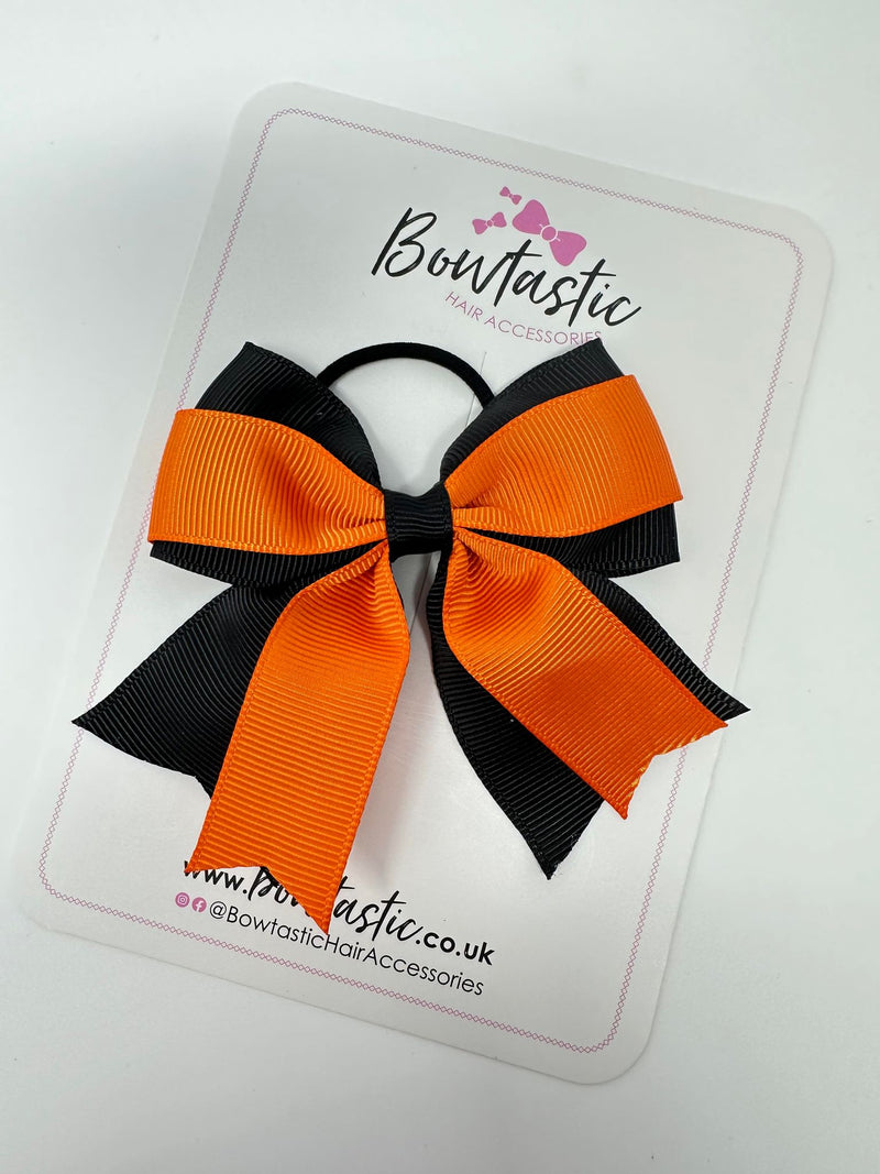 3.5 Inch Tail Bow Thin Elastic - Orange & Black