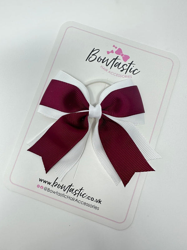 3.5 Inch Tail Bow Thin Elastic - Wine & White