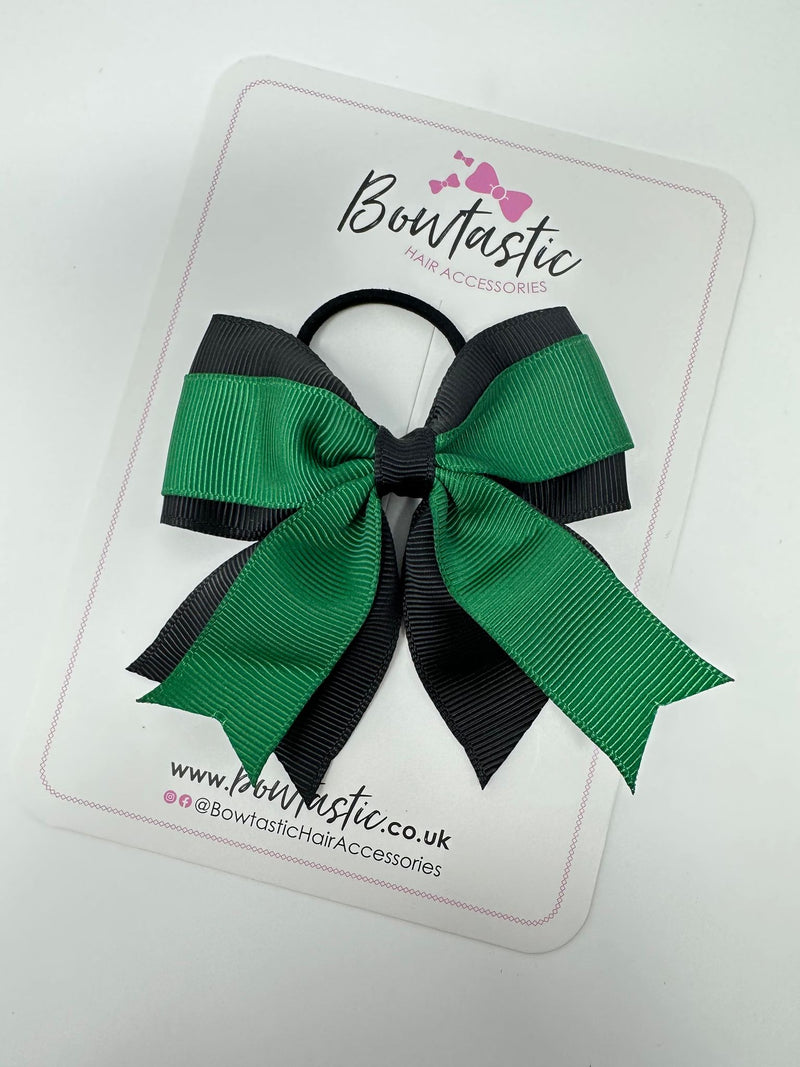 3.5 Inch Tail Bow Thin Elastic - Forest Green & Black