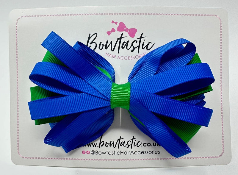 4 Inch Loop Bow - Emerald Green & Royal Blue