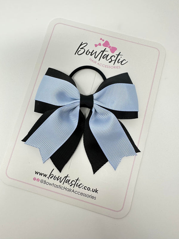 3.5 Inch Tail Bow Thin Elastic - Black & Bluebell