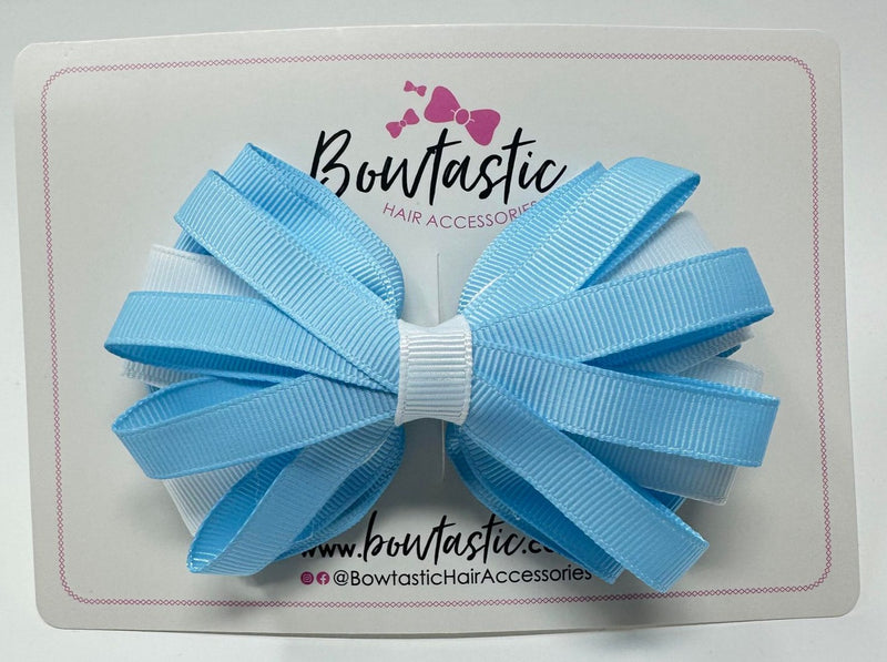 4 Inch Loop Bow - Blue Topaz & White