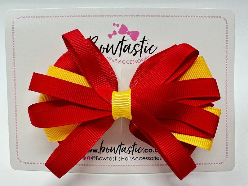 4 Inch Loop Bow - Red & Yellow Gold