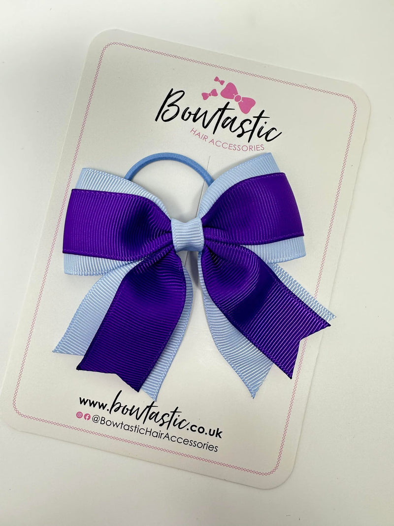 3.5 Inch Tail Bow Thin Elastic - Purple & Bluebell