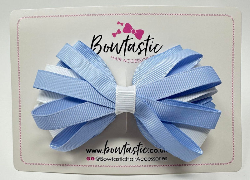 4 Inch Loop Bow - Bluebell & White