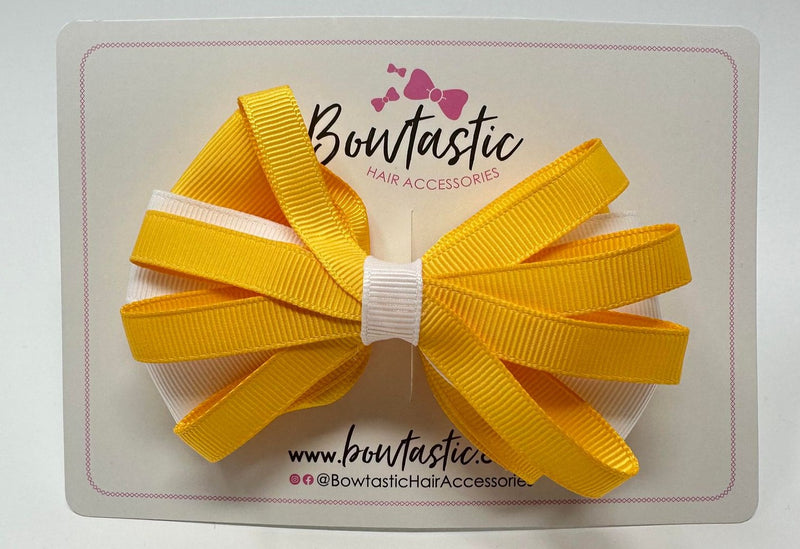 4 Inch Loop Bow - Yellow Gold & White