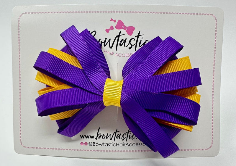 4 Inch Loop Bow - Purple & Yellow Gold