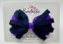 4 Inch Loop Bow - Purple & Navy