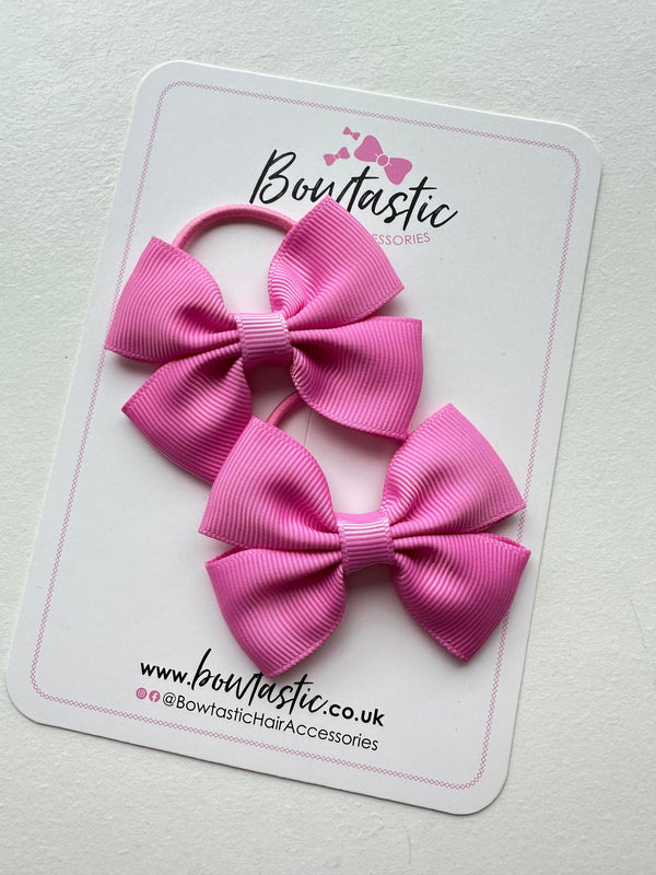 2.5 Inch Butterfly Bow Thin Elastic - Rose Bloom - 2 Pack