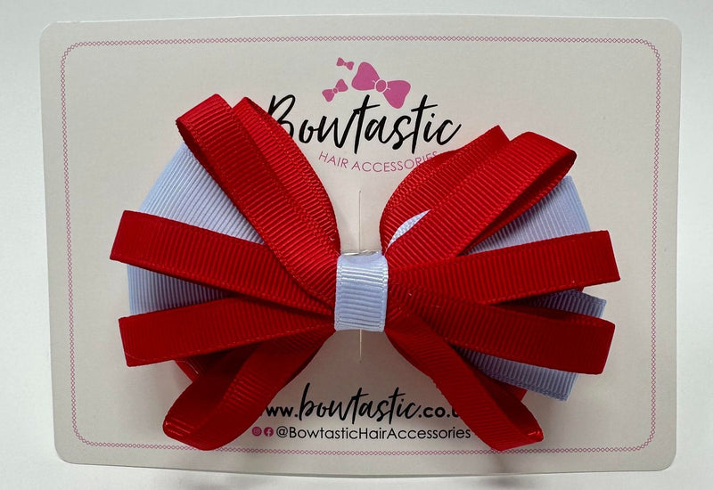 4 Inch Loop Bow - Red & Bluebell