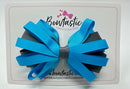 4 Inch Loop Bow - Turquoise & Metal Grey