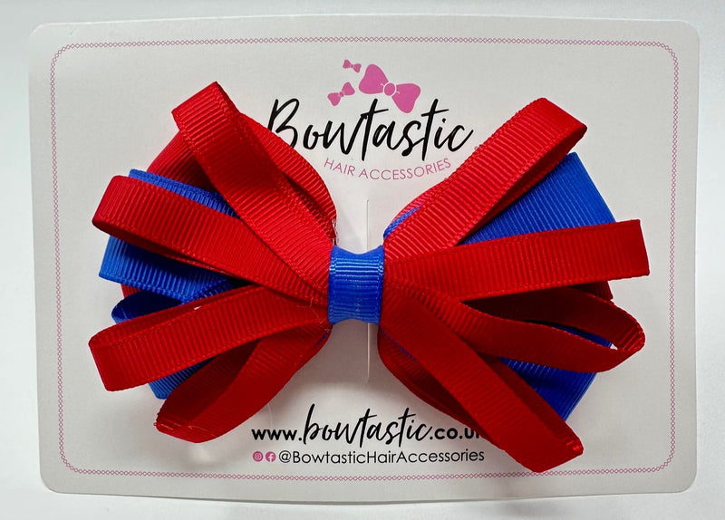 4 Inch Loop Bow - Royal Blue & Red