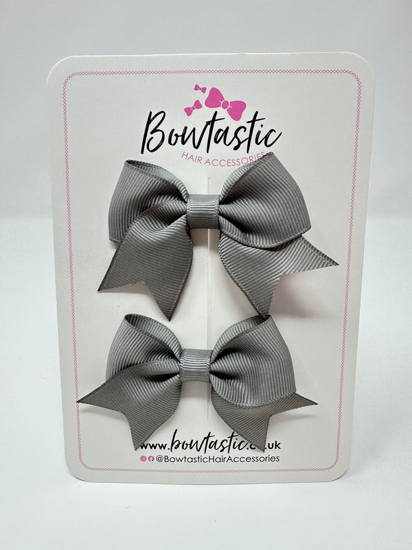 2.5 Inch Tail Bows - Silver - 2 Pack