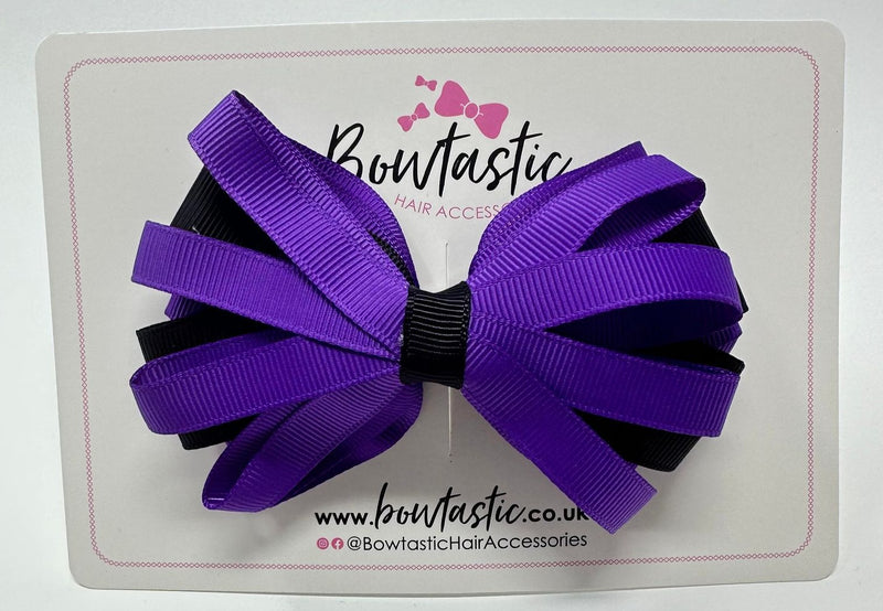 4 Inch Loop Bow - Purple & Black