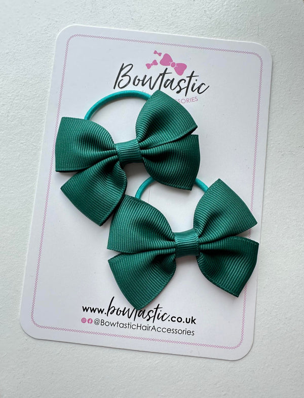 2.5 Inch Butterfly Bow Thin Elastic - Hunter Green - 2 Pack