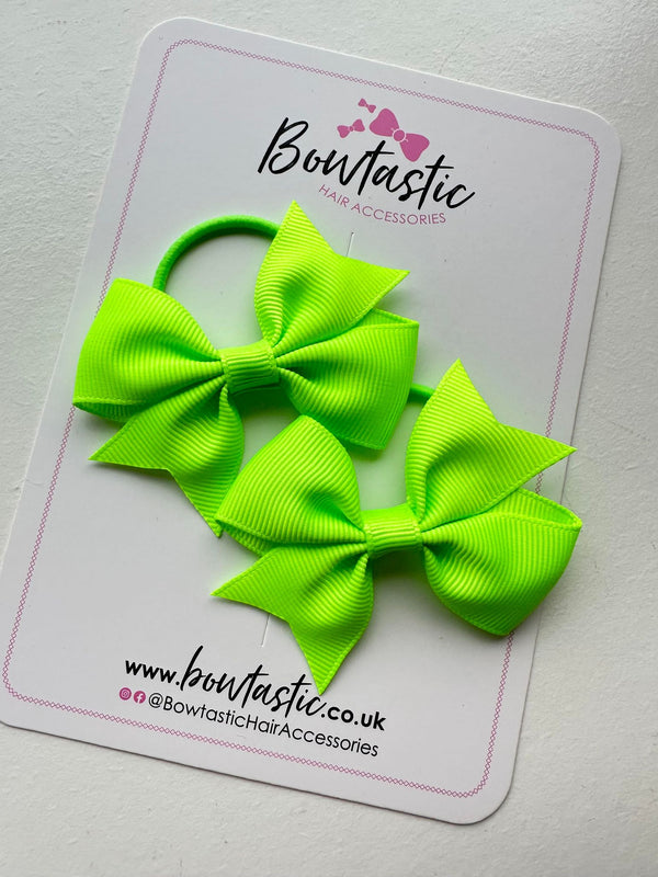 2.5 Inch Flat Bow Thin Elastic - Style 2 - Key Lime - 2 Pack