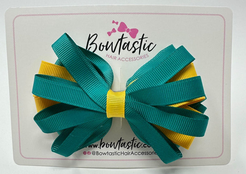 4 Inch Loop Bow - Jade Green & Yellow Gold